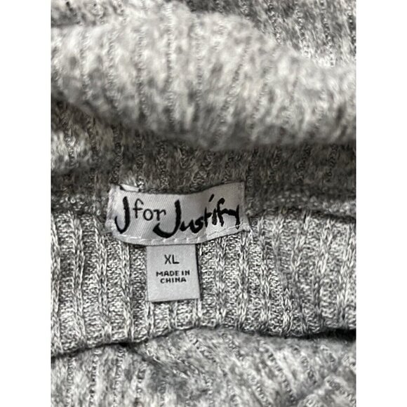 J For Justify Sweater Dress Cowl Neck Ribbed Puff Sleeve Gray Size XL - Picture 7 of 12